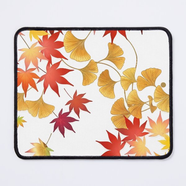Item preview, Elegant Japanese Autumn Harmony – Momiji and Ginkgo Leaves on White designed and sold by Jun-spirit-Arts.