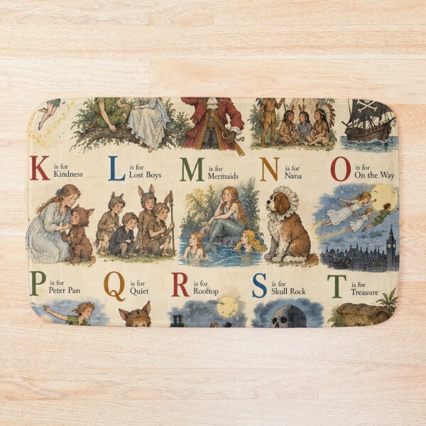 Item preview, Peter Pan Alphabet Poster, Neverland Nursery Wall Art, Vintage Storybook Illustration designed and sold by RickE.