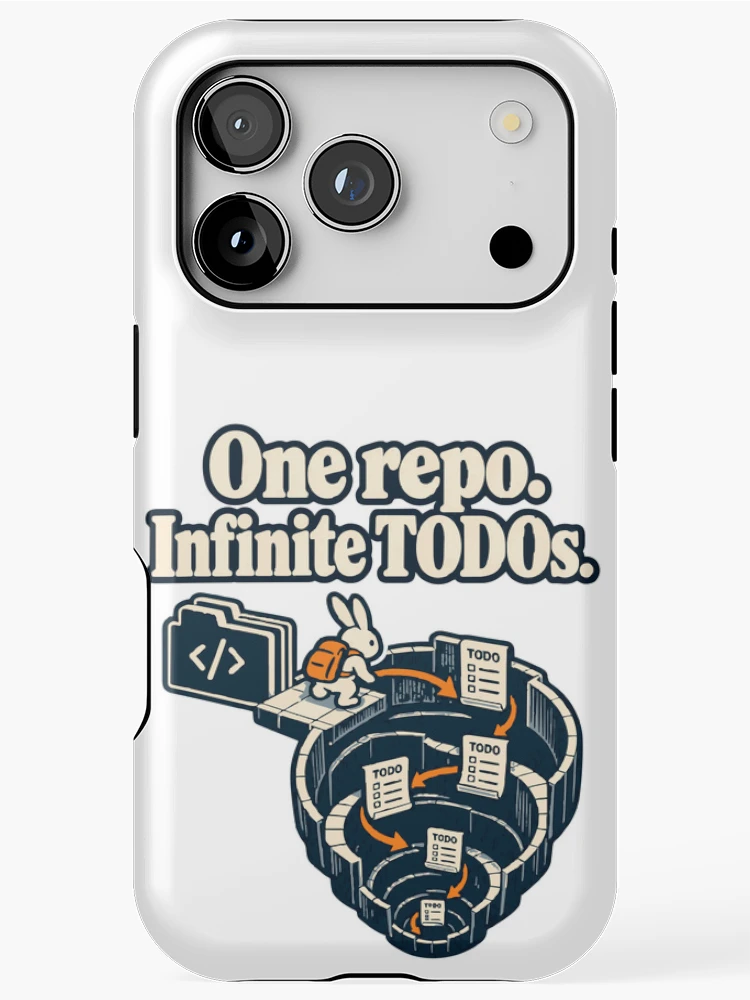 Thumbnail 1 of 4, iPhone Case, One Repo Infinite TODOs Rabbit Explorer Graphic designed and sold by ThreadQuirk.