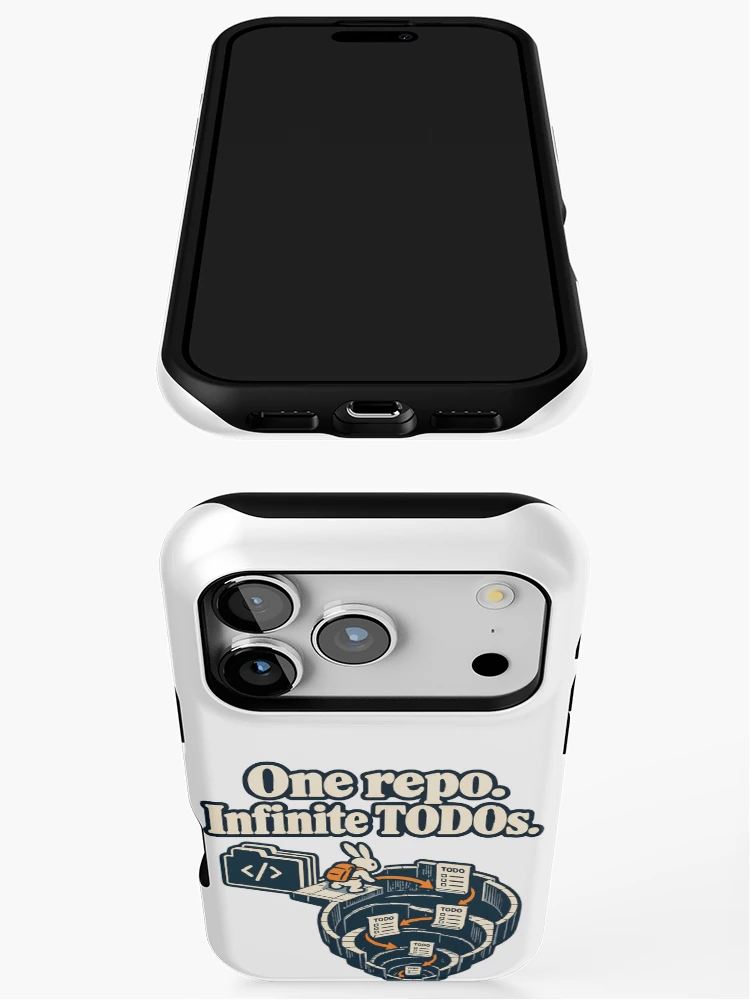 Thumbnail 3 of 4, iPhone Case, One Repo Infinite TODOs Rabbit Explorer Graphic designed and sold by ThreadQuirk.