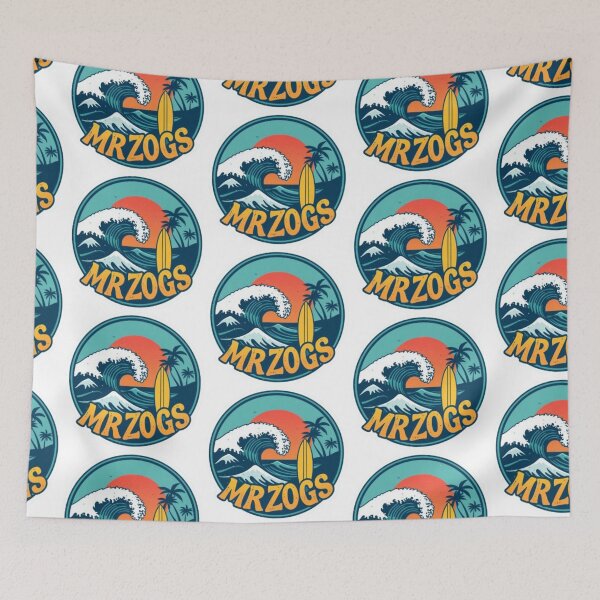 Item preview, Mr Zogs Tropical Wave and Palm Tree Circle | Retro Beach Logo designed and sold by MystiColo.