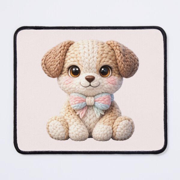 Item preview, Cute Crochet Puppy Dog Plushie with Pastel Bow designed and sold by Miss Meadows.