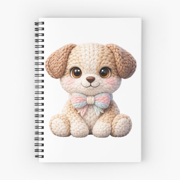 Item preview, Cute Crochet Puppy Dog Plushie with Pastel Bow designed and sold by Miss Meadows.