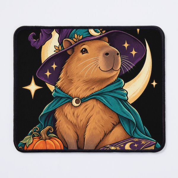 Item preview, Magical Capybara Witch Beneath a Crescent Moon designed and sold by JesterKrewArt.