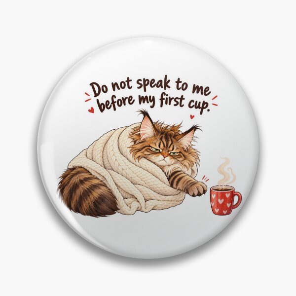 Item preview, Grumpy Maine Coon Cat Before Coffee Funny Morning designed and sold by tobbyasz.