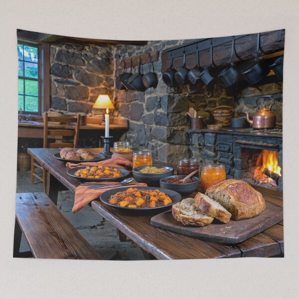 Item preview, Rustic Stone Farmhouse Kitchen Digital Art designed and sold by EnhancedReality.