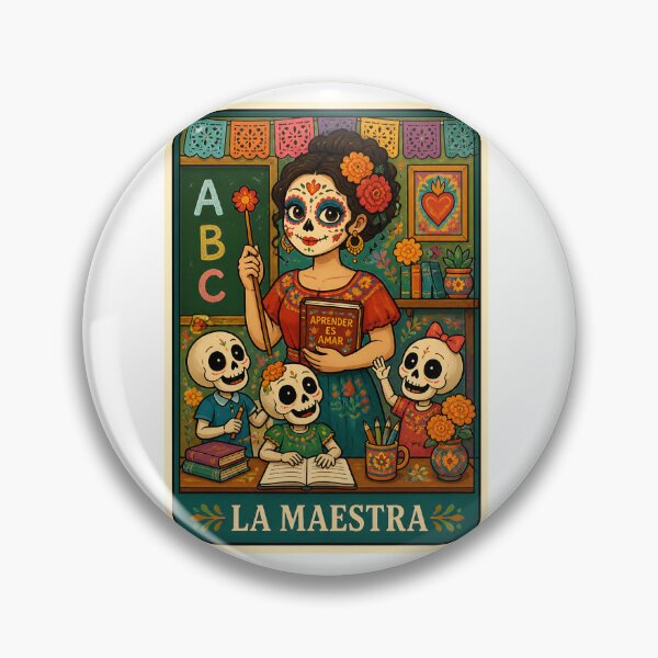 Item preview, La Maestra Dia de los Muertos Teacher Skeleton Love Art designed and sold by Maladies.