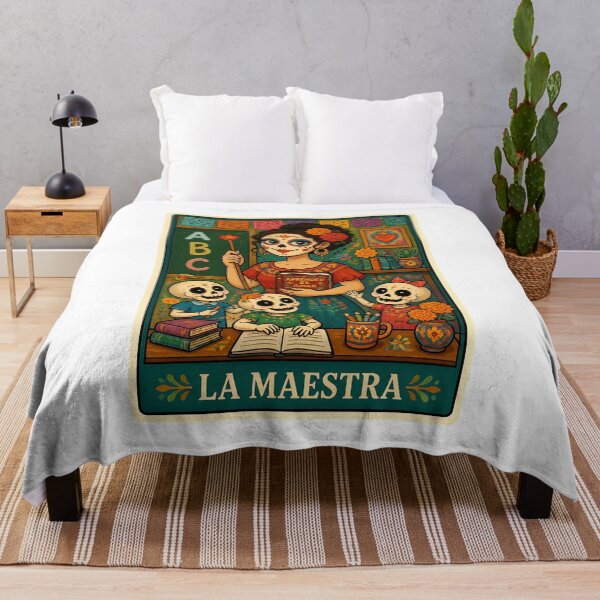 Item preview, La Maestra Dia de los Muertos Teacher Skeleton Love Art designed and sold by Maladies.