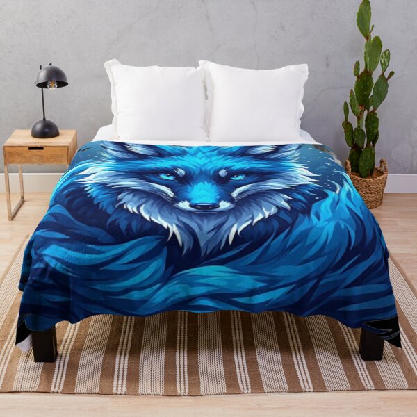 Item preview, Majestic Blue Wolf Fantasy Flowing Fur Animal Art designed and sold by FusionCipher.