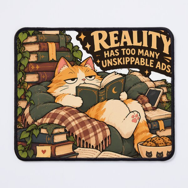 Item preview, Cat reading book designed and sold by WhimsyPeachCo.