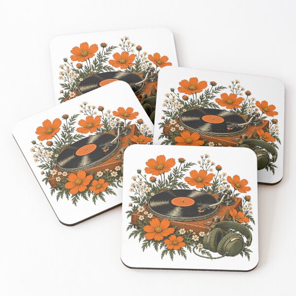 Item preview, Retro Vinyl Record Player Floral Art designed and sold by gordonbwyashop.