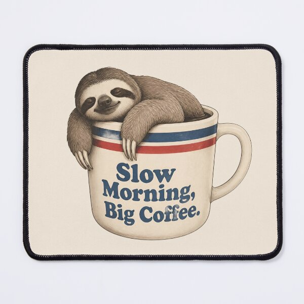 Item preview, Slow Morning Big Coffee Sloth – Cute Sleepy Animal Coffee Lover Design designed and sold by ManggaeJM.
