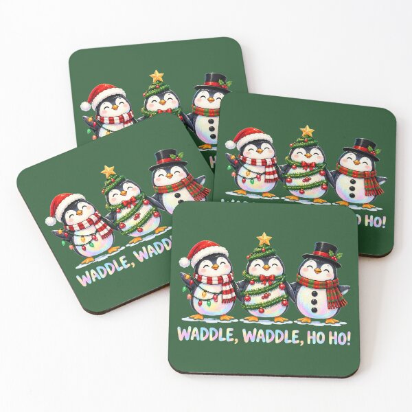 Item preview, Waddle Waddle Ho Ho Ho Christmas Penguins designed and sold by MythicMood.