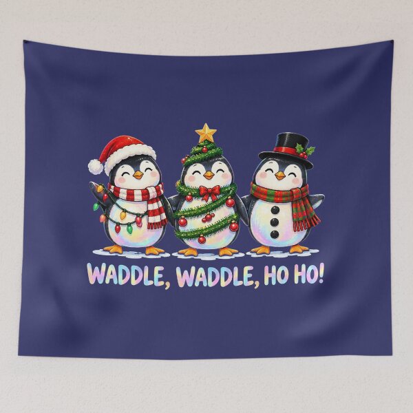 Item preview, Waddle Waddle Ho Ho Ho Christmas Penguins designed and sold by MythicMood.