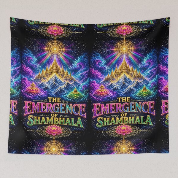 Item preview, The Emergence of Shambhala – Mystical Neon Kingdom Spiritual Art designed and sold by The Crazy Monkey Design Studio.