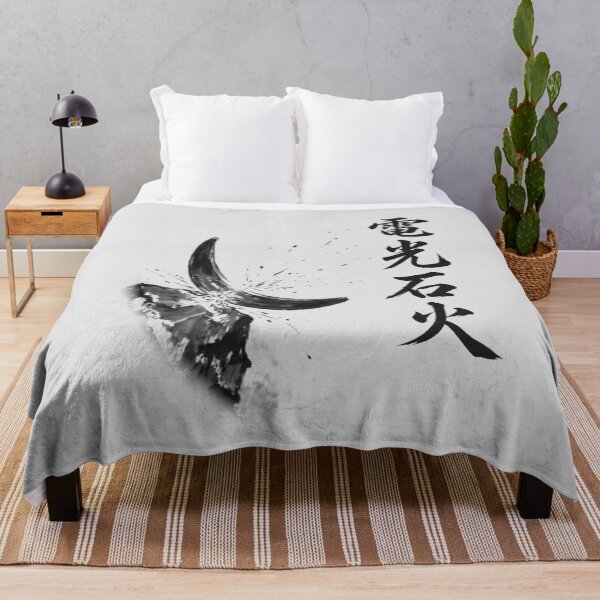 Aperçu de l'œuvre 電光石火 Denkō Sekka — Vitesse de l'éclair | Japonais Yojijukugo Sumi-e créée et vendue par kotobaink.