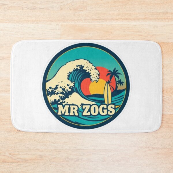Item preview, Mr Zogs Yellow Surfboard and Tropical Sunset | Retro Surf Design designed and sold by MystiColo.