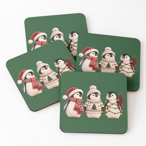 Item preview, Adorable Christmas Penguins in Cozy Winter Knitwear  designed and sold by MythicMood.