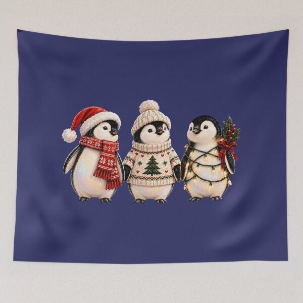Item preview, Adorable Christmas Penguins in Cozy Winter Knitwear  designed and sold by MythicMood.
