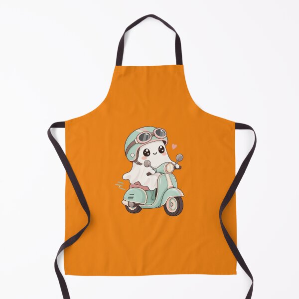 Aperçu de l'œuvre Cute Little Ghost Riding a Vintage Scooter Pastel Halloween Kids Art créée et vendue par urmoments.