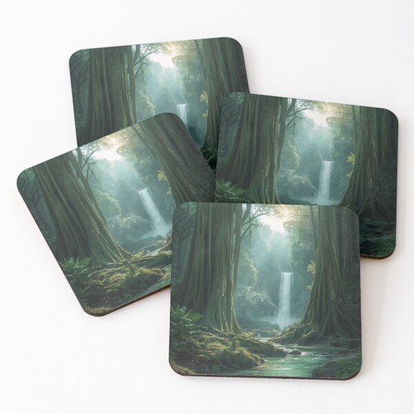Item preview, The Emerald Cathedral | Enchanted Rainforest Waterfall Nature Wall Art designed and sold by VeloraNature.