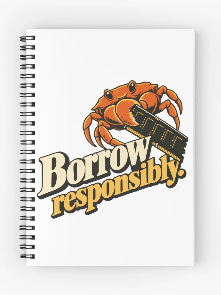 Thumbnail 1 of 3, Journal, Borrow Responsibly Rust Developer Humor designed and sold by ThreadQuirk.
