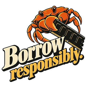 Artwork thumbnail, Borrow Responsibly Rust Developer Humor by ThreadQuirk