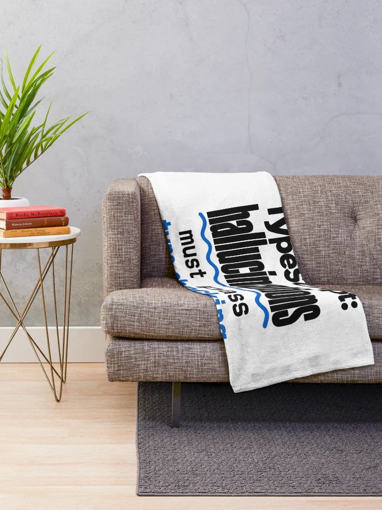 Thumbnail 2 of 6, Throw Blanket, TypeScript Hallucinations Must Pass Type Checking Funny Programmer Humor Typography designed and sold by ThreadQuirk.