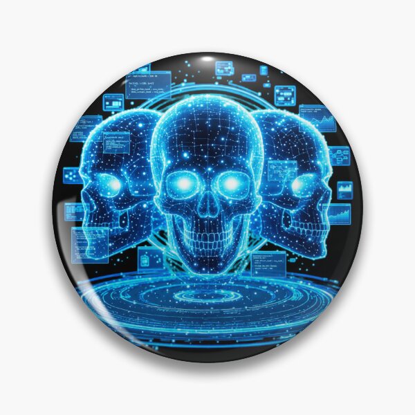 Artikelvorschau, Cyberpunk-Hologrammschädel – Digitale Hacker-Edition entworfen und verkauft von InkShiftLabs.