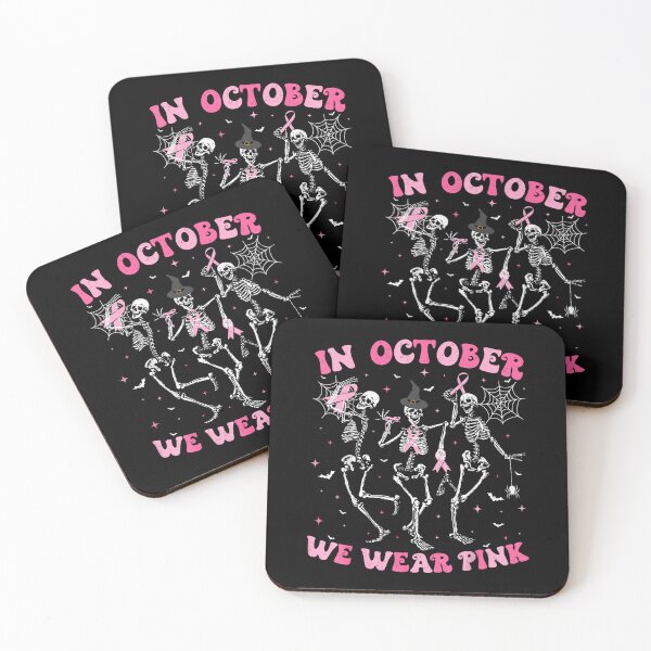Item preview, In October We Wear Pink Halloween Breast Cancer Skeleton designed and sold by Phil Ben.