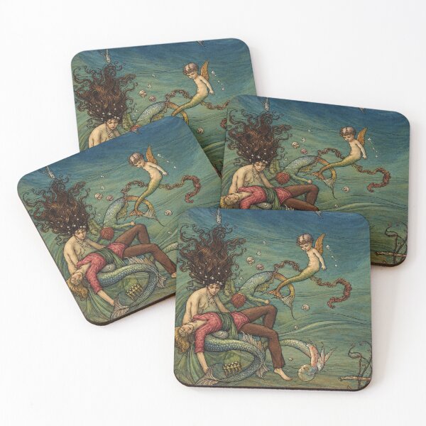Item preview, Fairy Tale Wall Art, Vintage Mermaid Illustration, With Narciso in Her Arms by Florence Mary Anderson designed and sold by RickE.
