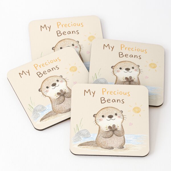 Item preview, My Precious Beans – Cute Otter Holding a Coffee Bean | Kawaii Animal Illustration designed and sold by ManggaeJM.