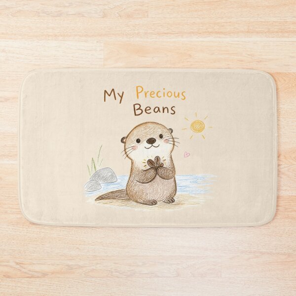 Item preview, My Precious Beans – Cute Otter Holding a Coffee Bean | Kawaii Animal Illustration designed and sold by ManggaeJM.