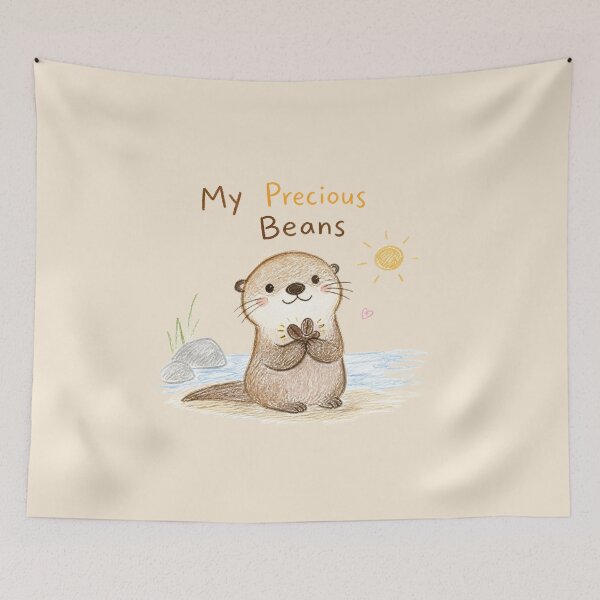 Item preview, My Precious Beans – Cute Otter Holding a Coffee Bean | Kawaii Animal Illustration designed and sold by ManggaeJM.