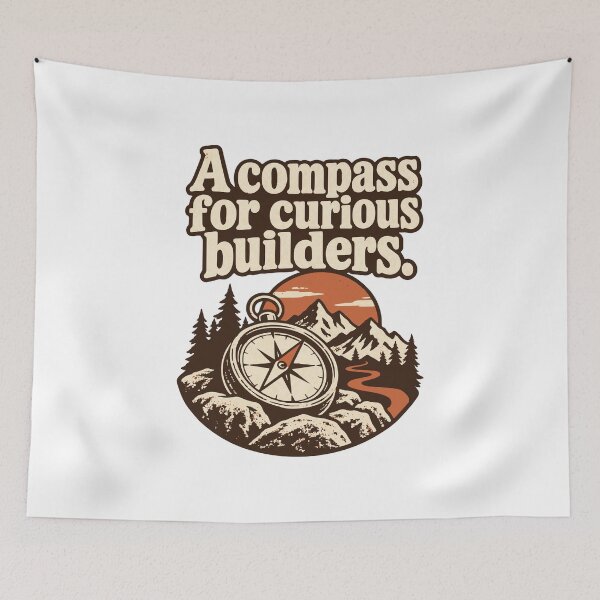 Item preview, A Compass for Curious Builders Vintage Outdoor Design designed and sold by ThreadQuirk.