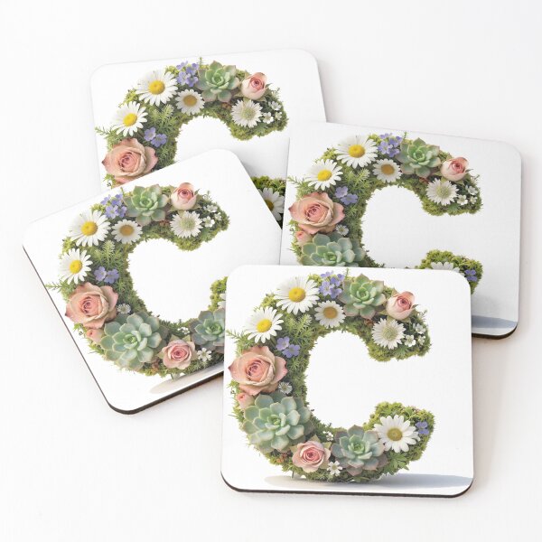 Item preview, Botanical letter c - floral monogram initial art designed and sold by WildArtIT.