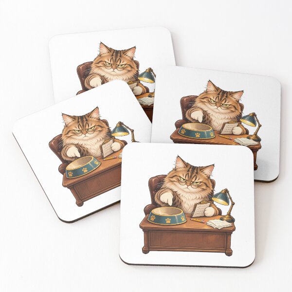 Item preview, Funny Office Cat Reviewing Empty Food Bowl Cartoon designed and sold by Apex Designs.