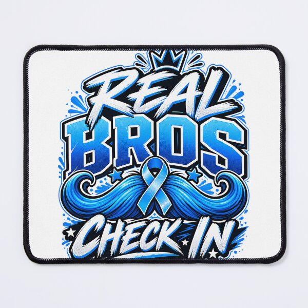 Item preview, Real Bros Check In – Blue Mustache Men's Mental Health Support Design designed and sold by ZACKLAB.