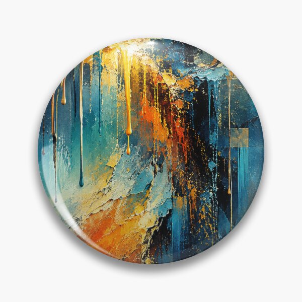 Item preview, Solaris Cascade Abstract Art Print | Modern Blue and Gold Wall Art designed and sold by Joey Santiago.