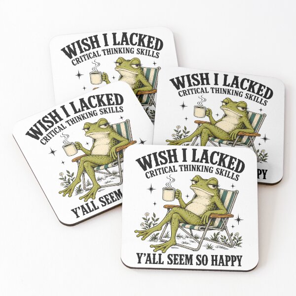 Item preview, Wish I Lacked Critical Thinking Skills Funny Frog Meme designed and sold by andre-hollow.