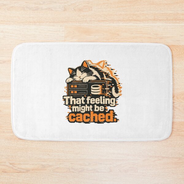 Item preview, That Feeling Might Be Cached Cat Glitch Graphic designed and sold by ThreadQuirk.