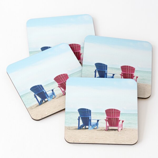 AFE Beach Chairs, Beach Photography Coasters (Set of 4)