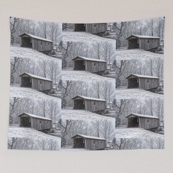 Item preview, Romine Covered Bridge in Winter designed and sold by gotucoveredart.