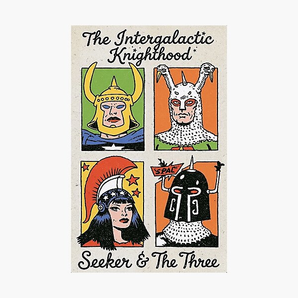 Item preview, A Horn-y Yellow Paladin, Two Snail-Headed Eyeballs, and a Centurion Walk Into a Space Bar... Night-Knight! designed and sold by Print Fiction.