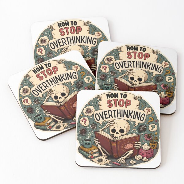 Item preview, How to Stop Overthinking – Funny Dark Cute Skeleton Relatable Humor designed and sold by Rood Art Studio.