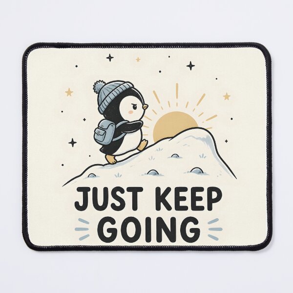Item preview, Just Keep Going Cute Penguin Motivational Winter Illustration designed and sold by dreamz-world.