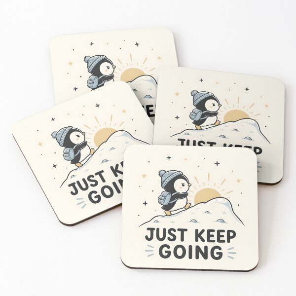 Item preview, Just Keep Going Cute Penguin Motivational Winter Illustration designed and sold by dreamz-world.