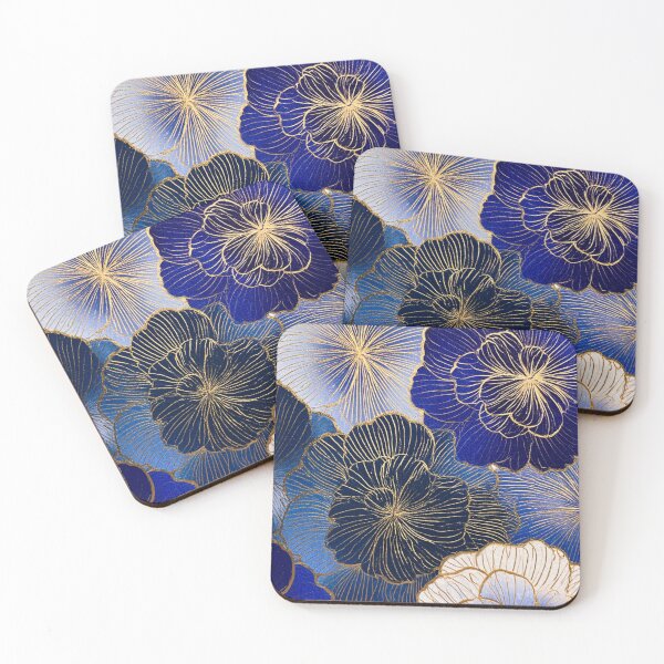 Item preview, Japanese Silk Flowers – Royal Blue and Gold Floral Art designed and sold by tamoora.