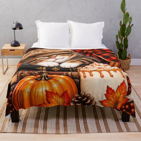 Item preview, Cozy Autumn Sleeping Kitten Pumpkin Spice Cat Lover designed and sold by JediKittenWars.