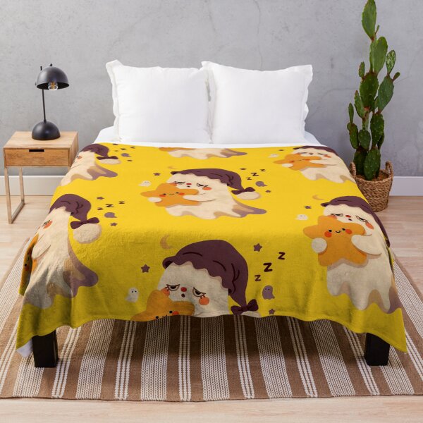 Item preview, Sleepy Little Ghost Holding a Star Pillow Sweet Dreams Halloween Art designed and sold by urmoments.